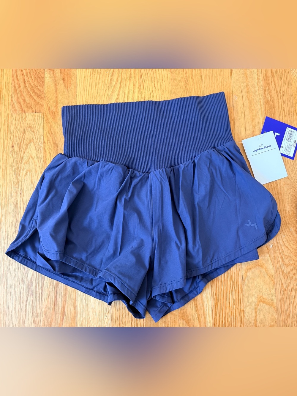 JoyLab Seamless Waistband High-Waist Blue Women’s Athletic Shorts - Picture 4 of 8